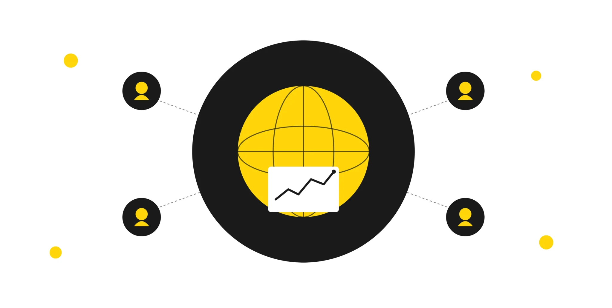 Digital marketing illustration showing online business growth, audience connections, and performance analytics